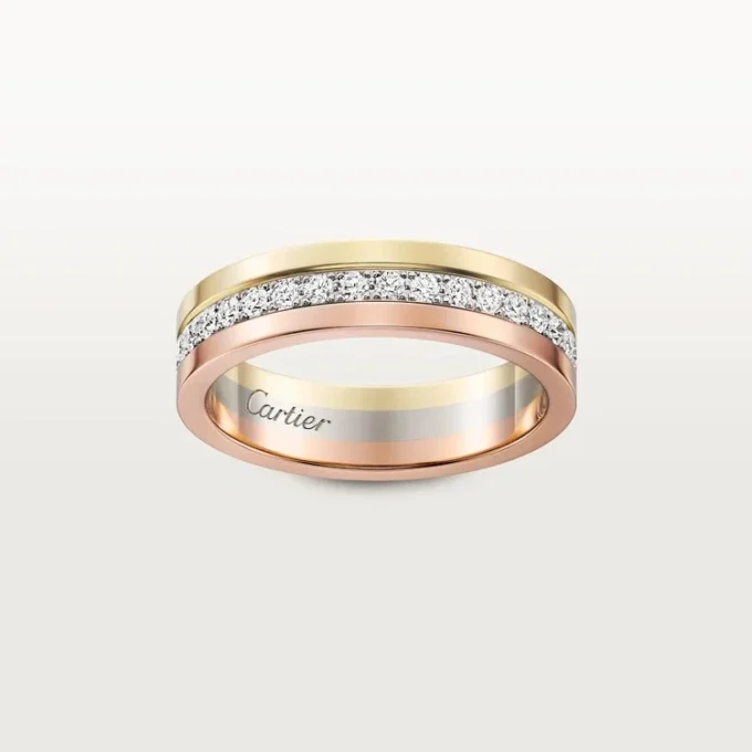 Vendome Louis Cartier Ehering, 4,8 mm Breite, pavé-besetzt