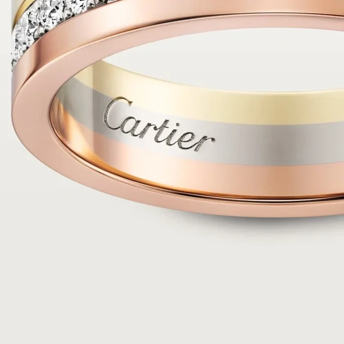 Vendome Louis Cartier Ehering, 4,8 mm Breite, pavé-besetzt